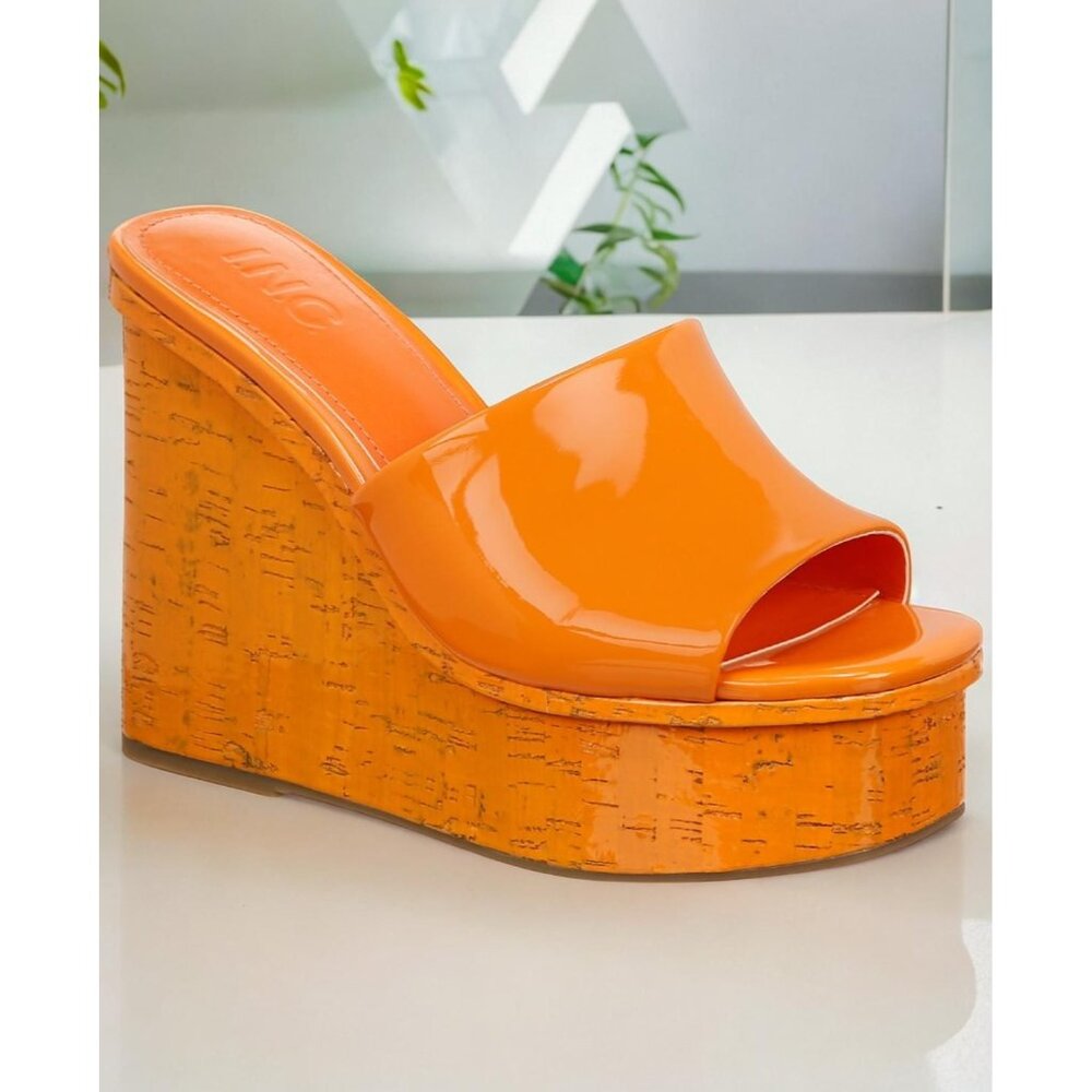INC International Concepts Orange Wedge Sandals